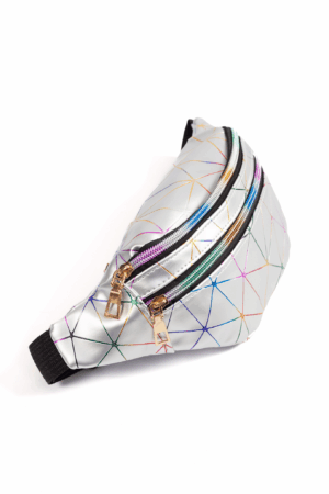 Holografische Heuptas Zilver Regenboog Lijnpatroon 2
