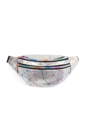 Holografische Heuptas Zilver Regenboog Lijnpatroon