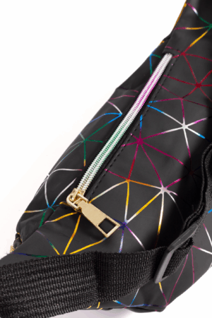 Holografische Heuptas Zwart Regenboog Lijnpatroon 3