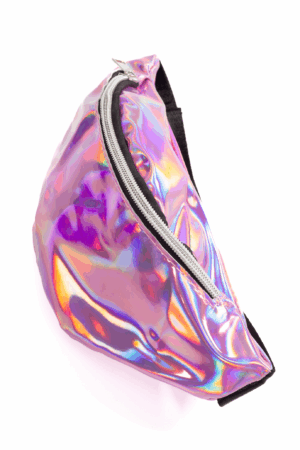 Holografische heuptas fanny pack roze zijdeglans 1
