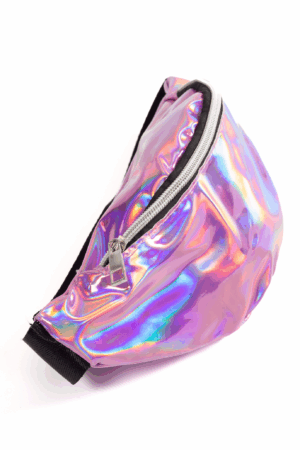 Holografische heuptas fanny pack roze zijdeglans 2
