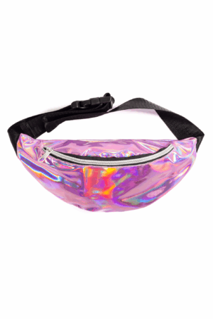 Holografische heuptas fanny pack roze zijdeglans