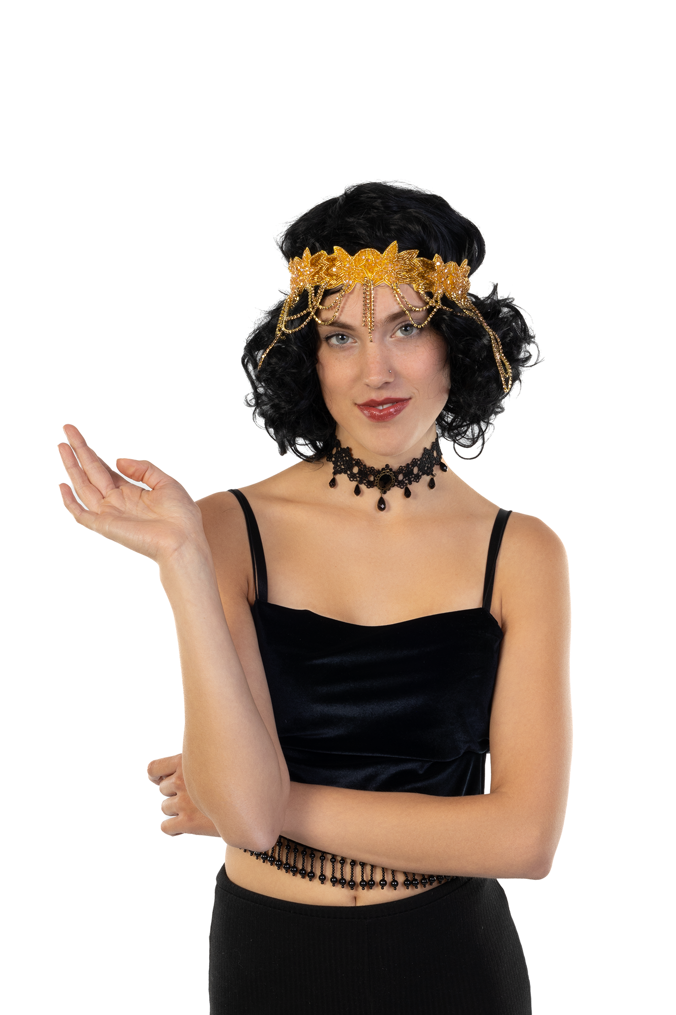 Hoofdband Strass Breed Goud Charleston Flapper Steampunk 1