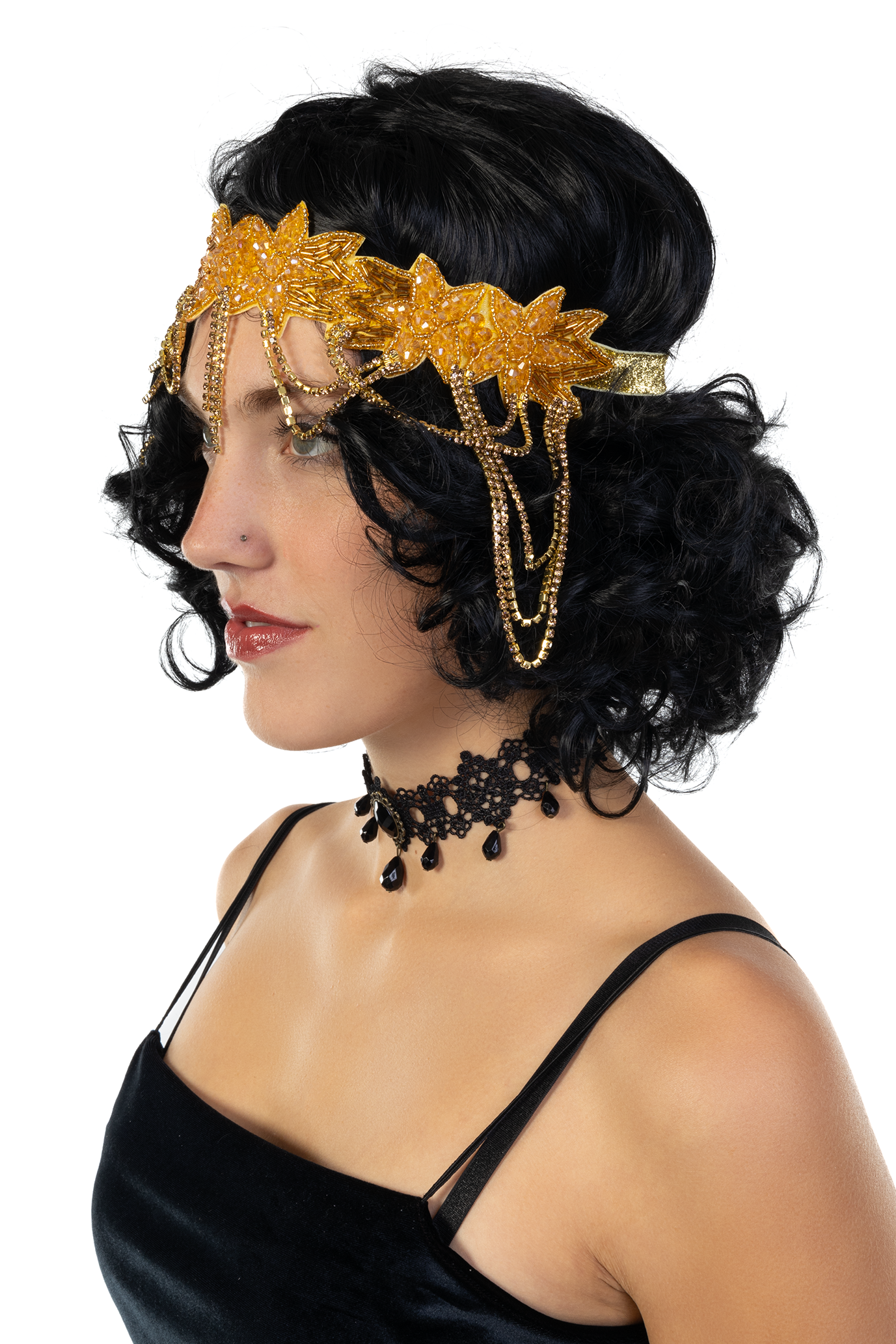 Hoofdband Strass Breed Goud Charleston Flapper Steampunk 2