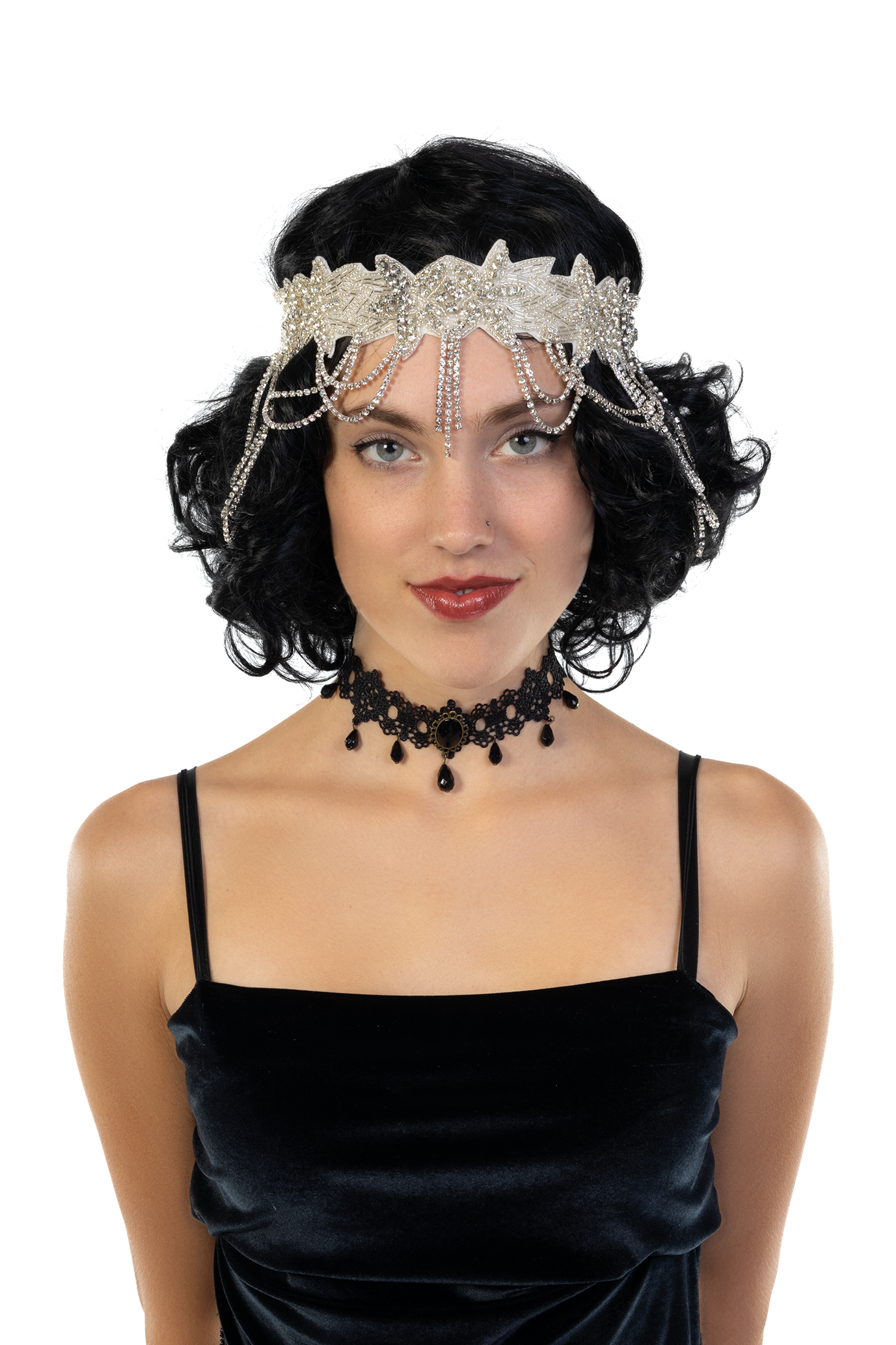 Hoofdband Strass Breed Zilver Charleston Flapper Steampunk
