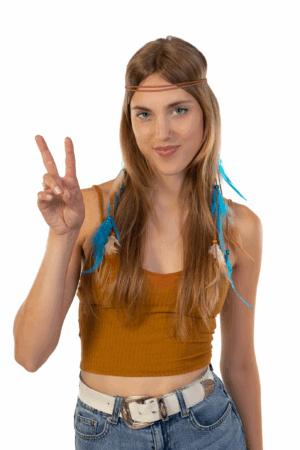 Hoofdband Veren Blauw Bruin Ibiza Hippie Indiaan 4