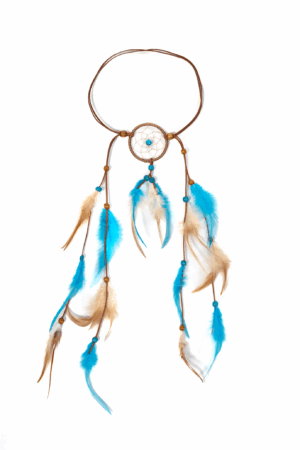 Hoofdband Veren Blauw Bruin Ibiza Hippie Indiaan 6
