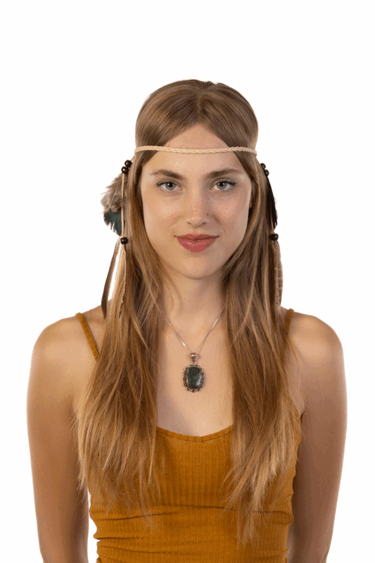 Hoofdband Veren Bruin Beige Ibiza Hippie Indiaan 3