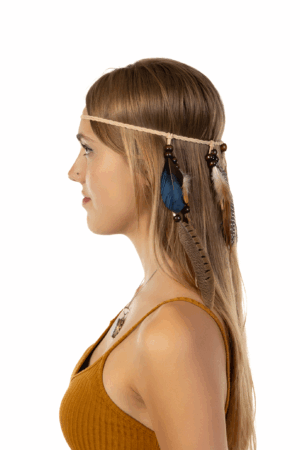 Hoofdband Veren Bruin Beige Ibiza Hippie Indiaan 5