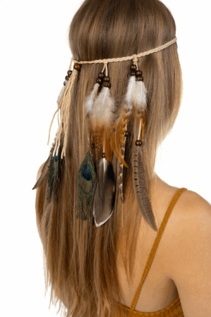 Hoofdband Veren Bruin Pauw Ibiza Hippie Indiaan 1