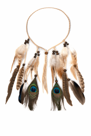 Hoofdband Veren Bruin Pauw Ibiza Hippie Indiaan 5