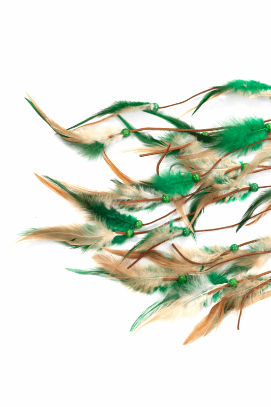 Hoofdband Veren Groen Bruin Ibiza Hippie Indiaan Haarband 7
