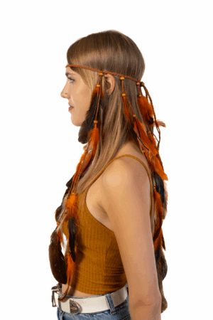 Hoofdband Veren Oranje Zwart Ibiza Hippie Indiaan 2