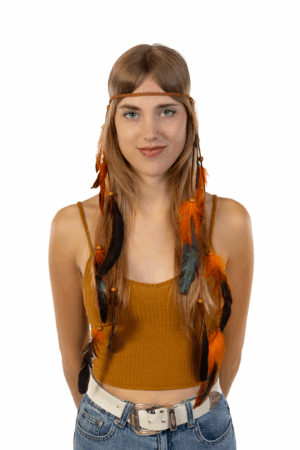 Hoofdband Veren Oranje Zwart Ibiza Hippie Indiaan 4