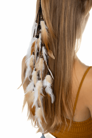 Hoofdband Veren Wit Bruin Ibiza Hippie Indiaan 1