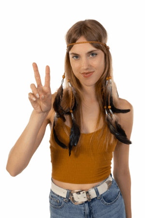 Hoofdband Veren Zwart Wit Bruin Ibiza Hippie Indiaan 4