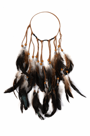 Hoofdband Veren Zwart Wit Bruin Ibiza Hippie Indiaan 6