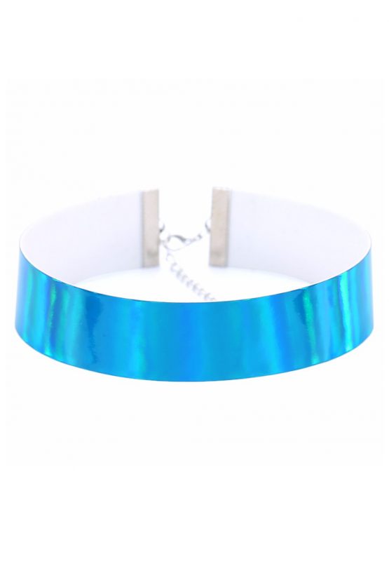 Iridescent blauwe choker halsband