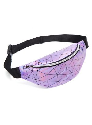 Iridescent heuptas holografisch paars lijnpatroon