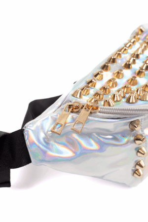 Iridescent heuptas holografisch zilver studs 3