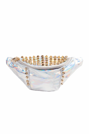 Iridescent heuptas holografisch zilver studs
