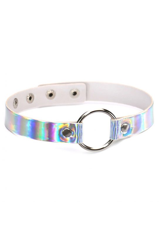 Iridescent holografische choker ring