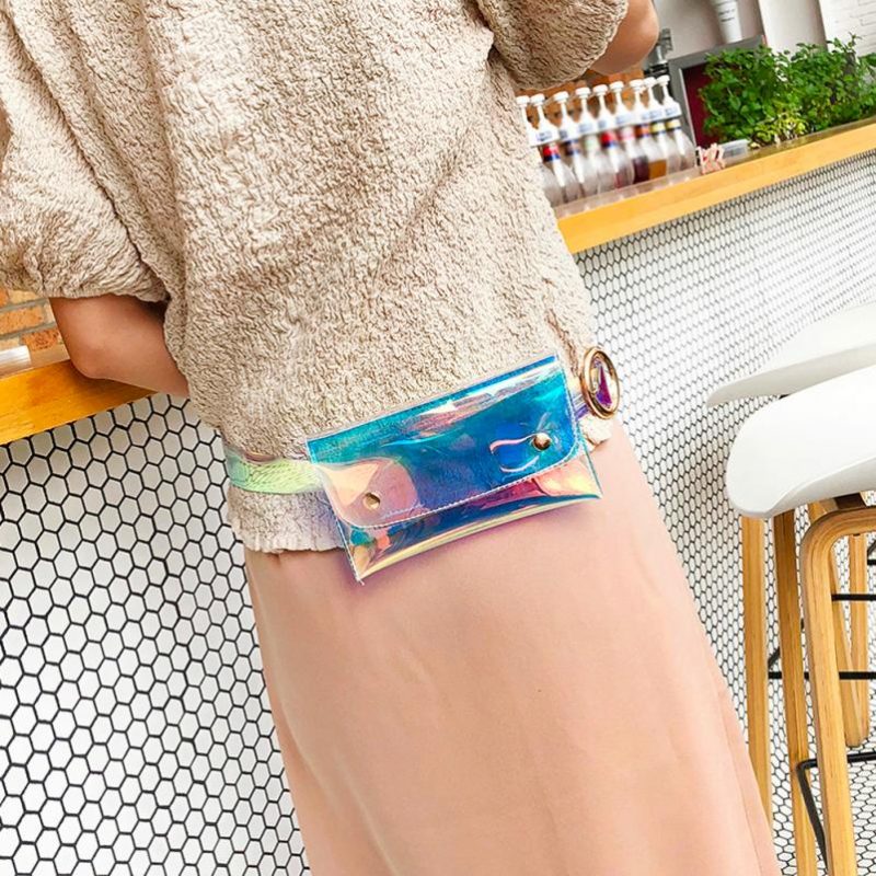 Iridescent transparant heuptasje fanny pack PVC holografisch 2
