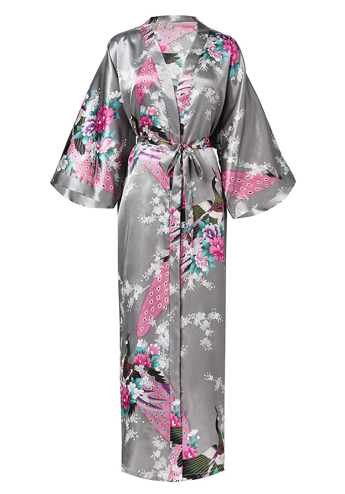 Ik geloof chef gespannen Grijze kimono satijn Japanse satijnen badjas kamerjas geisha ochtendjas  yukata kopen?