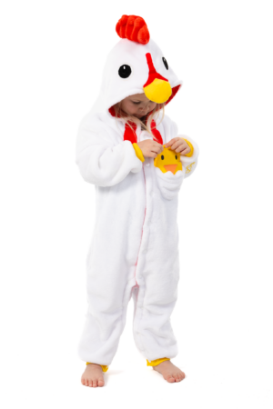 Kip Onesie Kind Vogel Kinder Kostuum Park Dierenpak Wit B-Keuze 2