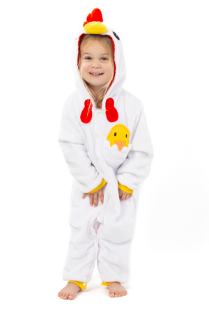 Kip Onesie Kind Vogel Kinder Kostuum Park Dierenpak Wit B-Keuze 4