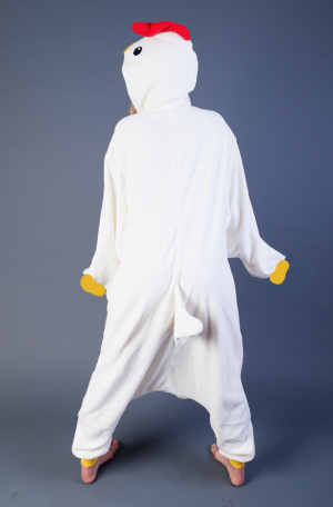 Witte kip onesie pak kostuum kippenpak
