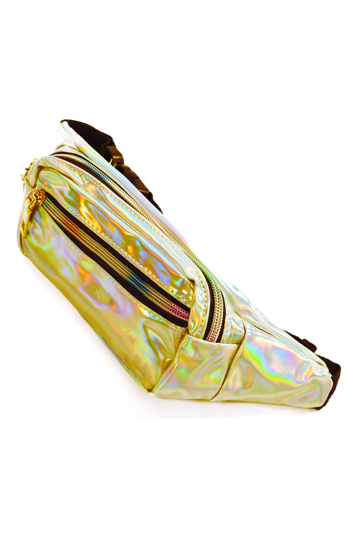 Klein holografisch heuptasje goud rechthoek 1