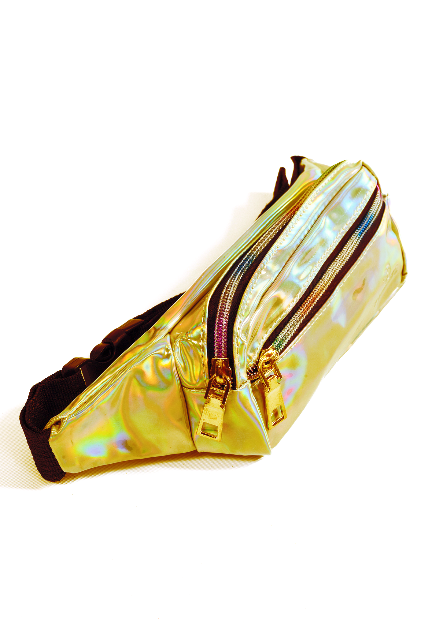Klein holografisch heuptasje goud rechthoek 2