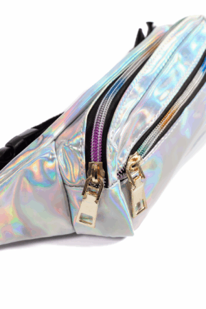 Klein holografisch heuptasje zilver rechthoek 3
