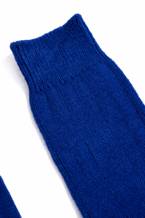 Kniekousen donkerblauw lange sokken gebreid 1