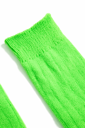 Kniekousen neon groen lange sokken gebreid 1