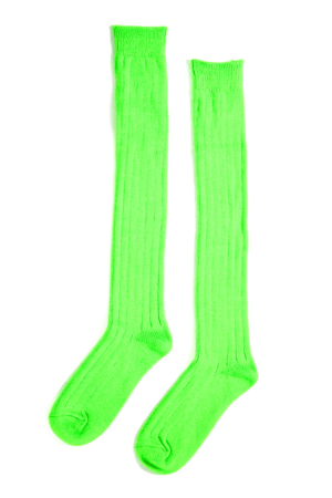 Kniekousen neon groen lange sokken gebreid