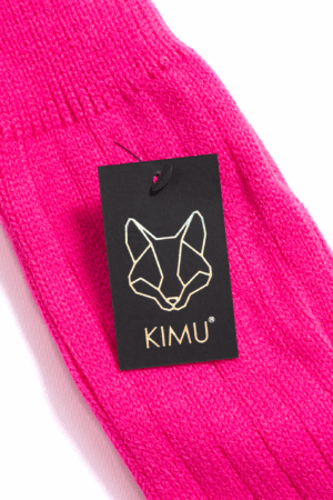Kniekousen neon roze lange sokken gebreid 2