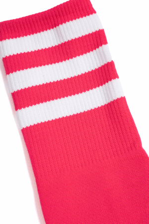 Kniekousen overknee sokken neon roze streepjes 1