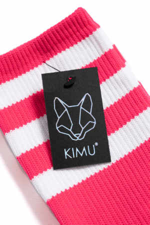 Kniekousen overknee sokken neon roze streepjes