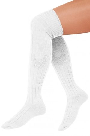 Kniekousen wit lange sokken gebreid