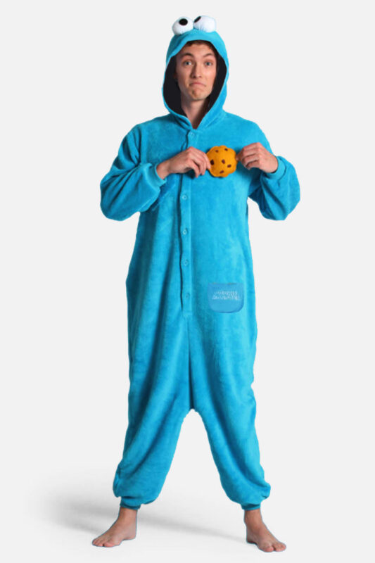 Koekiemonster onesie Sesamstraat pak kostuum Cookiemonster met koekje
