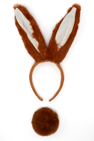 Konijn Haarband Bruin Lang Konijnenoren Oortjes Staart Bunny Paashaas