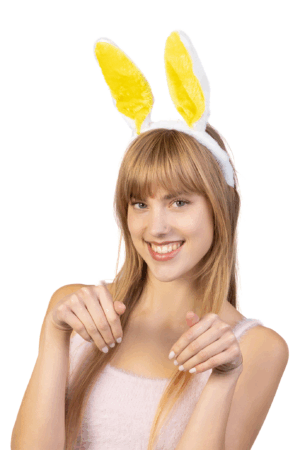 Konijn Haarband Wit Geel Konijnenoren Oortjes Bunny Diadeem