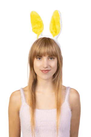 Konijn Haarband Wit Geel Konijnenoren Oortjes Bunny Diadeem 4