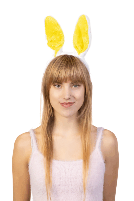 Konijn Haarband Wit Geel Konijnenoren Oortjes Bunny Diadeem 4