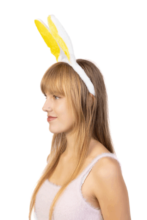 Konijn Haarband Wit Geel Konijnenoren Oortjes Bunny Diadeem 5
