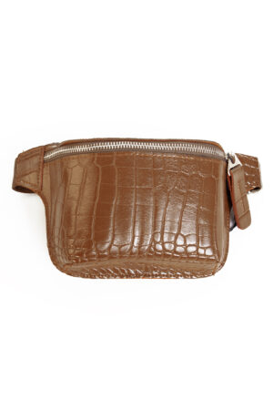 Krokodillenleren heuptasje fanny pack camel bruin 1