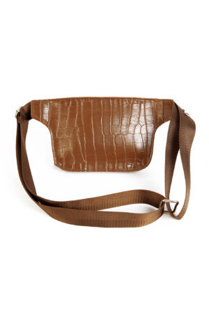 Krokodillenleren heuptasje fanny pack camel bruin 2