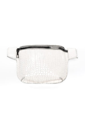 Krokodillenleren heuptasje fanny pack wit 1